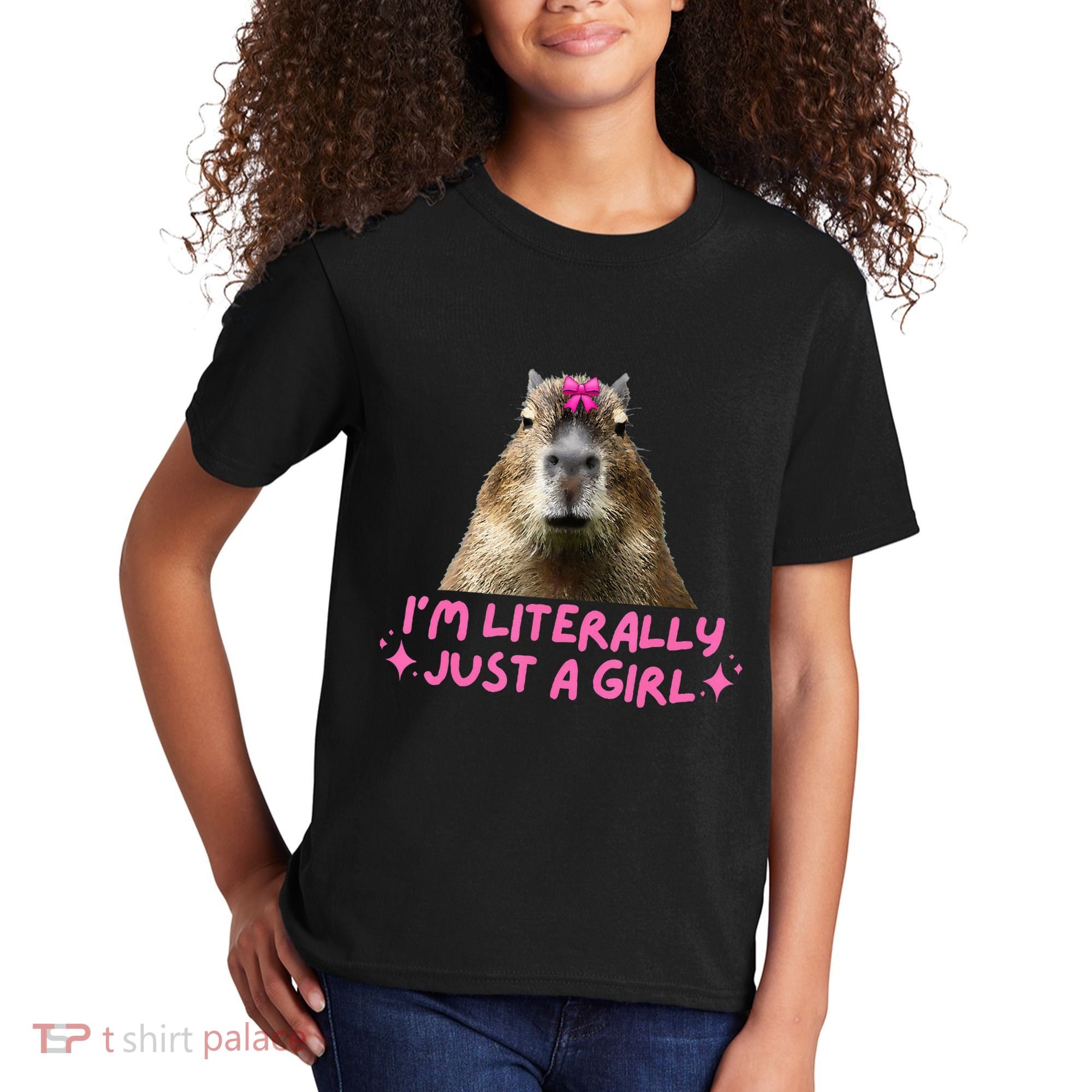 IM Literally Just A Girl Capybara Coquette Kids T-Shirt