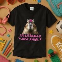 IM Literally Just A Girl Capybara Coquette Kids T-Shirt thumb 3