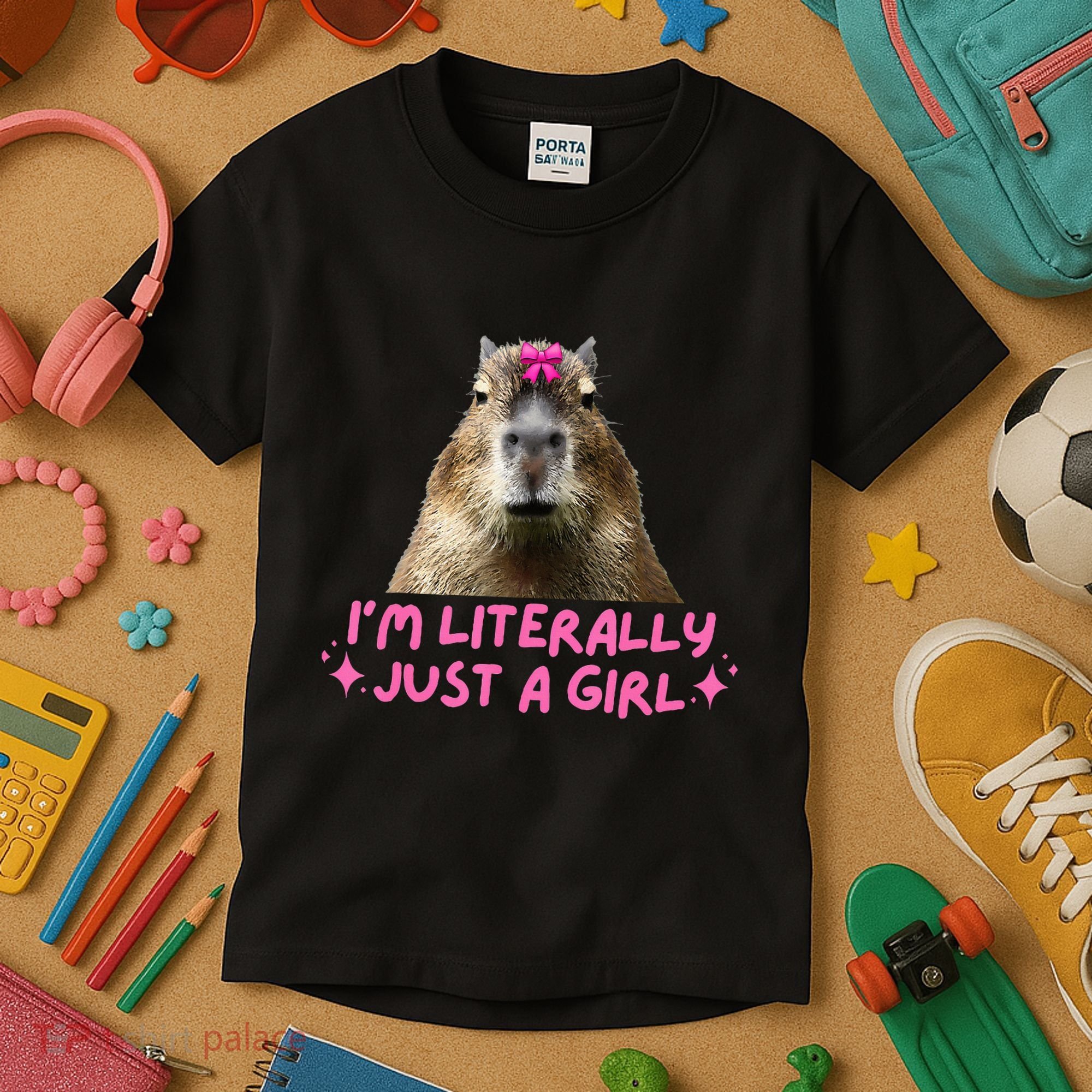 IM Literally Just A Girl Capybara Coquette Kids T-Shirt