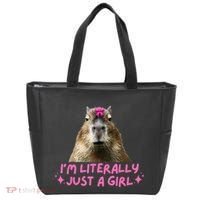 IM Literally Just A Girl Capybara Coquette Tote Bag thumb 0