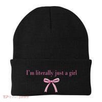 Im Literally Just A Girl Sad Hamster Meme Beanie thumb 0