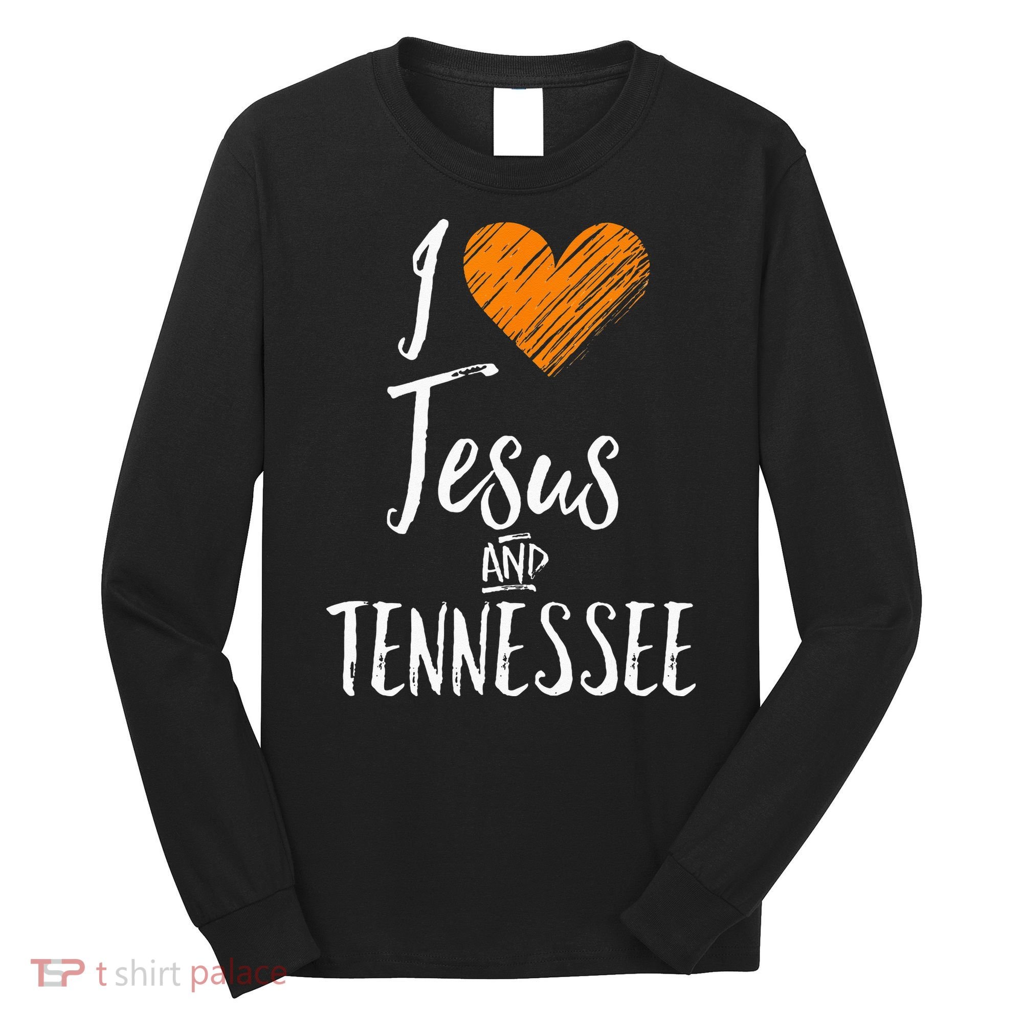 I Love Jesus And Tennessee Orange Heart Cute Fan Gift Long Sleeve Shirt