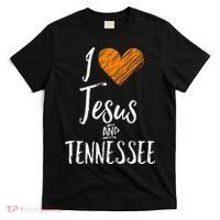 I Love Jesus And Tennessee Orange Heart Cute Fan Gift T-Shirt thumb 0