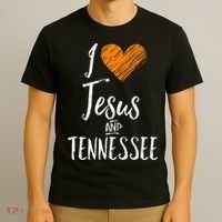 I Love Jesus And Tennessee Orange Heart Cute Fan Gift T-Shirt thumb 3