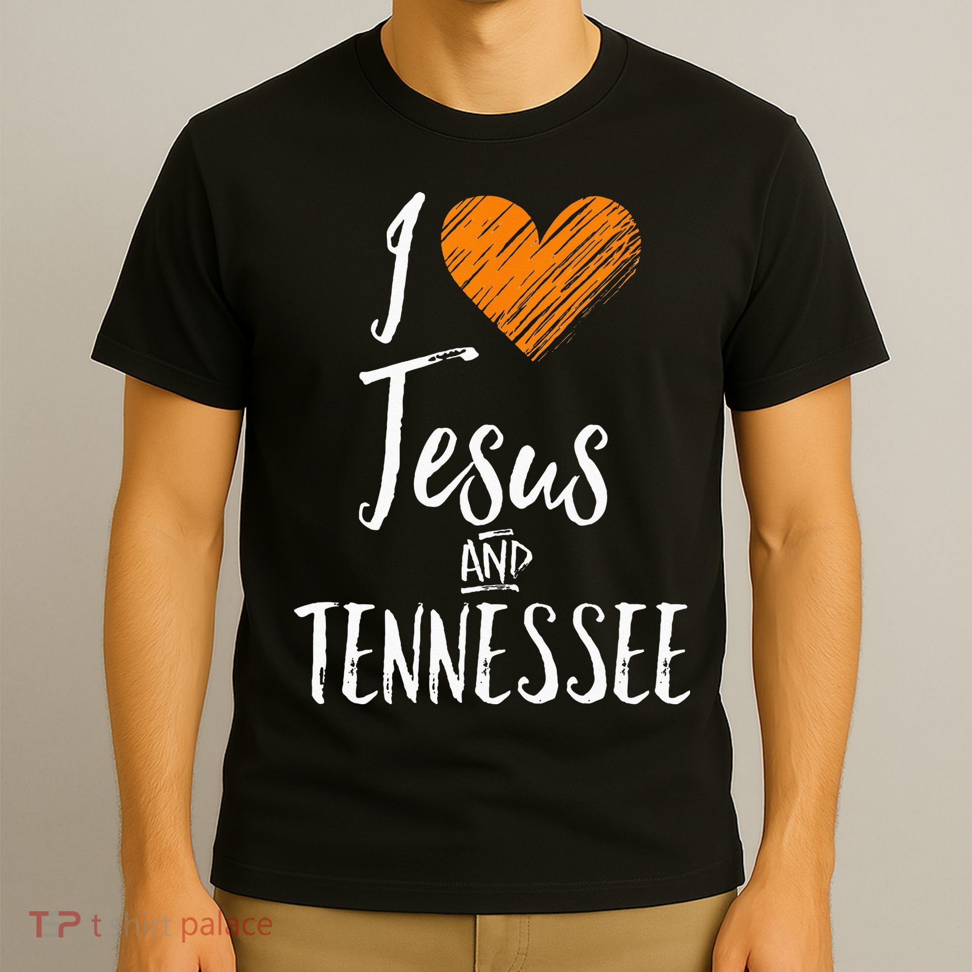 I Love Jesus And Tennessee Orange Heart Cute Fan Gift T-Shirt