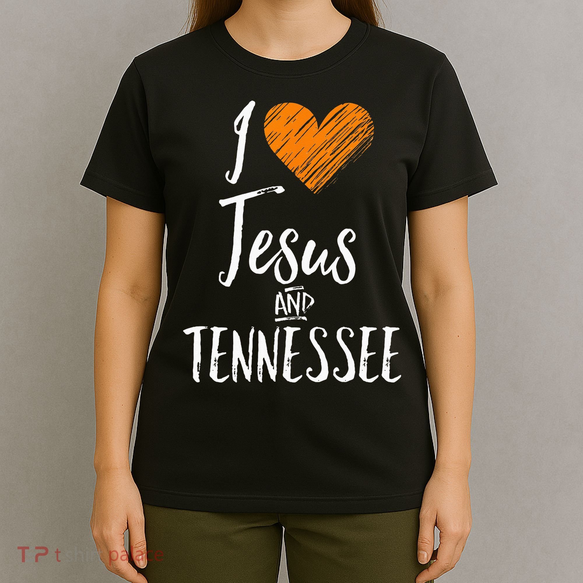 I Love Jesus And Tennessee Orange Heart Cute Fan Gift T-Shirt