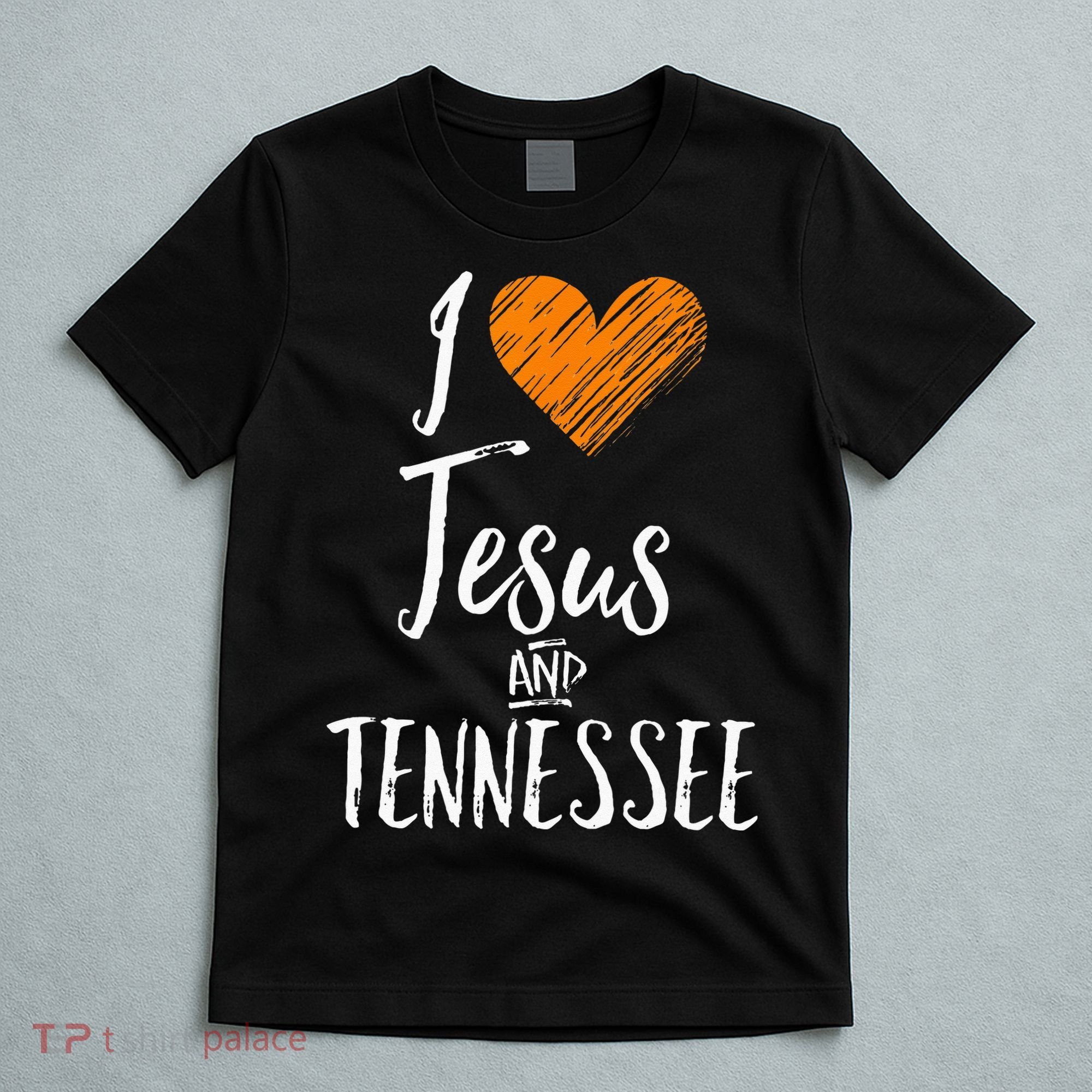 I Love Jesus And Tennessee Orange Heart Cute Fan Gift T-Shirt
