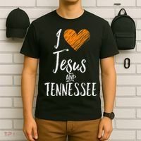 I Love Jesus And Tennessee Orange Heart Cute Fan Gift T-Shirt thumb 6