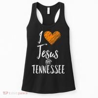 I Love Jesus And Tennessee Orange Heart Cute Fan Gift Women's Tank Top thumb 0