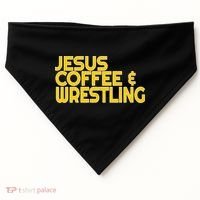 I Love Jesus Coffee Wrestling Gift Wrestler Christian USA-Made Doggie Bandana thumb 0