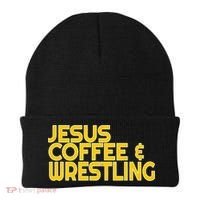 I Love Jesus Coffee Wrestling Gift Wrestler Christian Beanie thumb 0