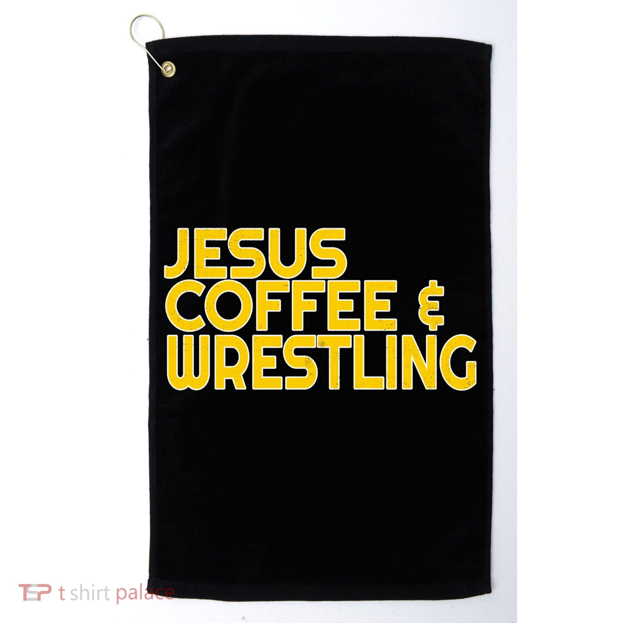 I Love Jesus Coffee Wrestling Gift Wrestler Christian Golf Towel