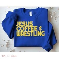 I Love Jesus Coffee Wrestling Gift Wrestler Christian Sweatshirt thumb 2