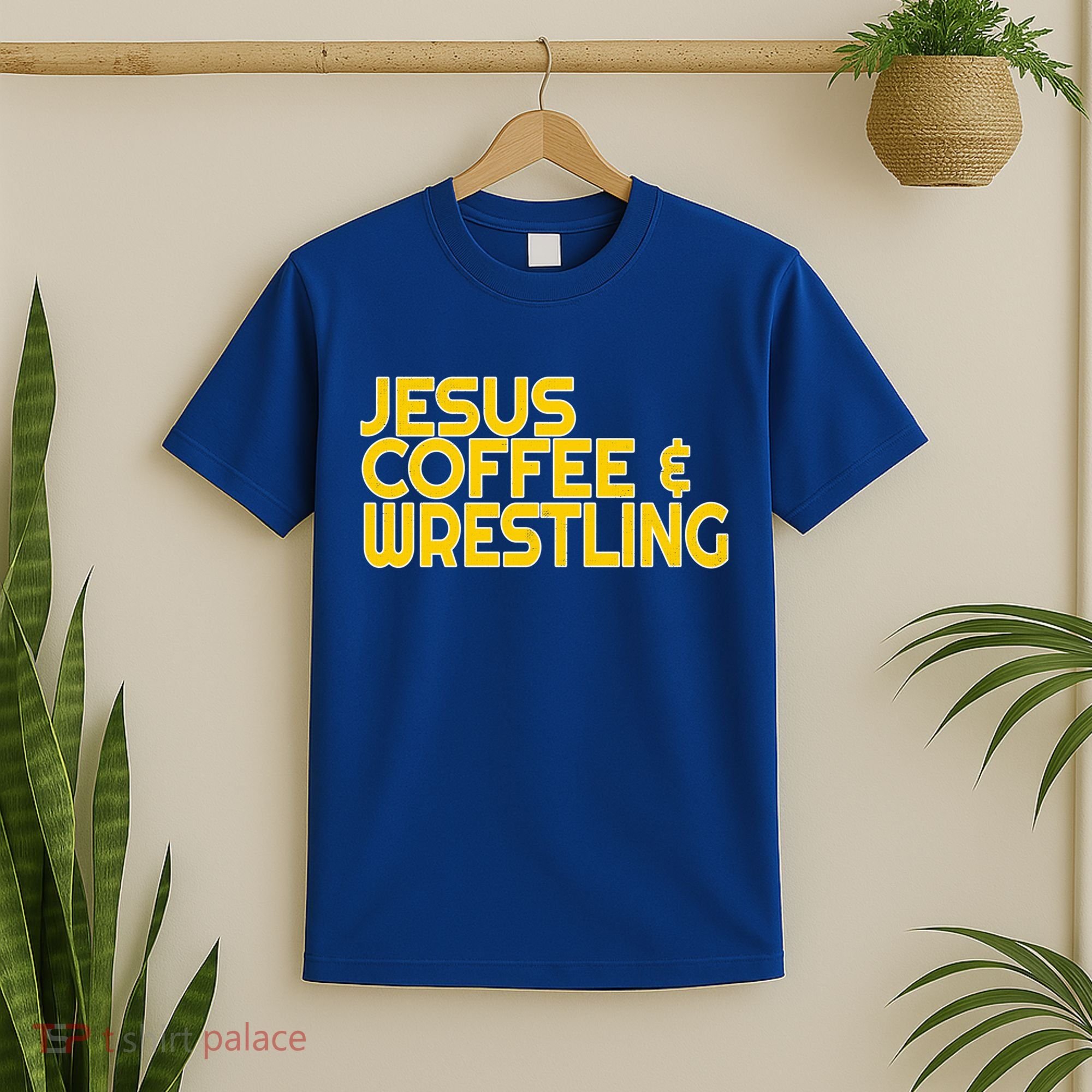 I Love Jesus Coffee Wrestling Gift Wrestler Christian T-Shirt