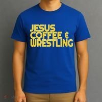 I Love Jesus Coffee Wrestling Gift Wrestler Christian T-Shirt thumb 3