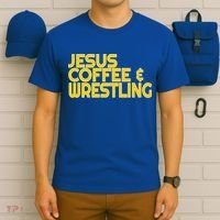 I Love Jesus Coffee Wrestling Gift Wrestler Christian T-Shirt thumb 6