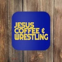 I Love Jesus Coffee Wrestling Gift Wrestler Christian Coaster thumb 0