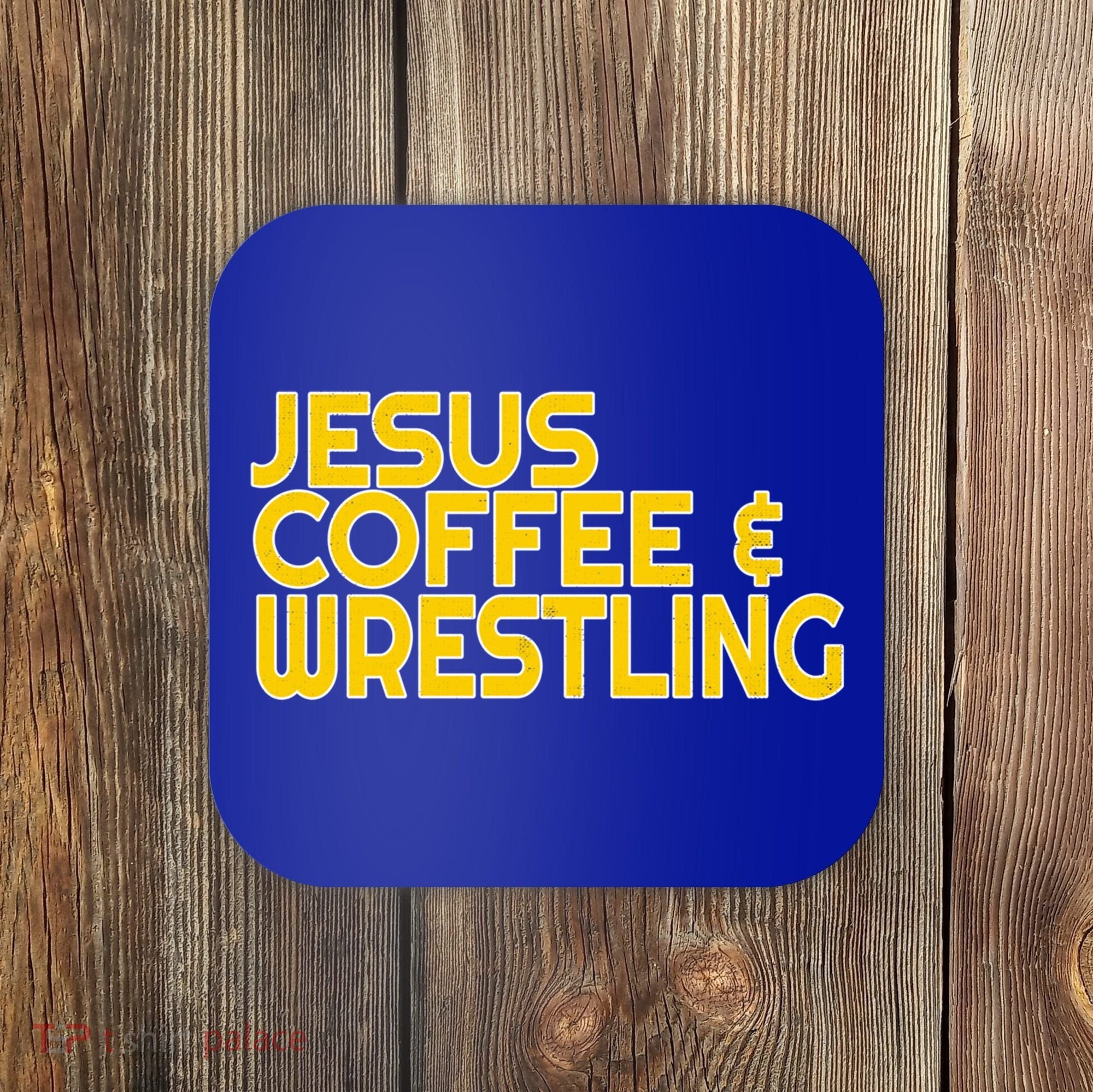 I Love Jesus Coffee Wrestling Gift Wrestler Christian Coaster