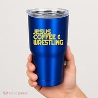 I Love Jesus Coffee Wrestling Gift Wrestler Christian Tumbler thumb 2