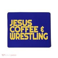 I Love Jesus Coffee Wrestling Gift Wrestler Christian Mousepad thumb 0