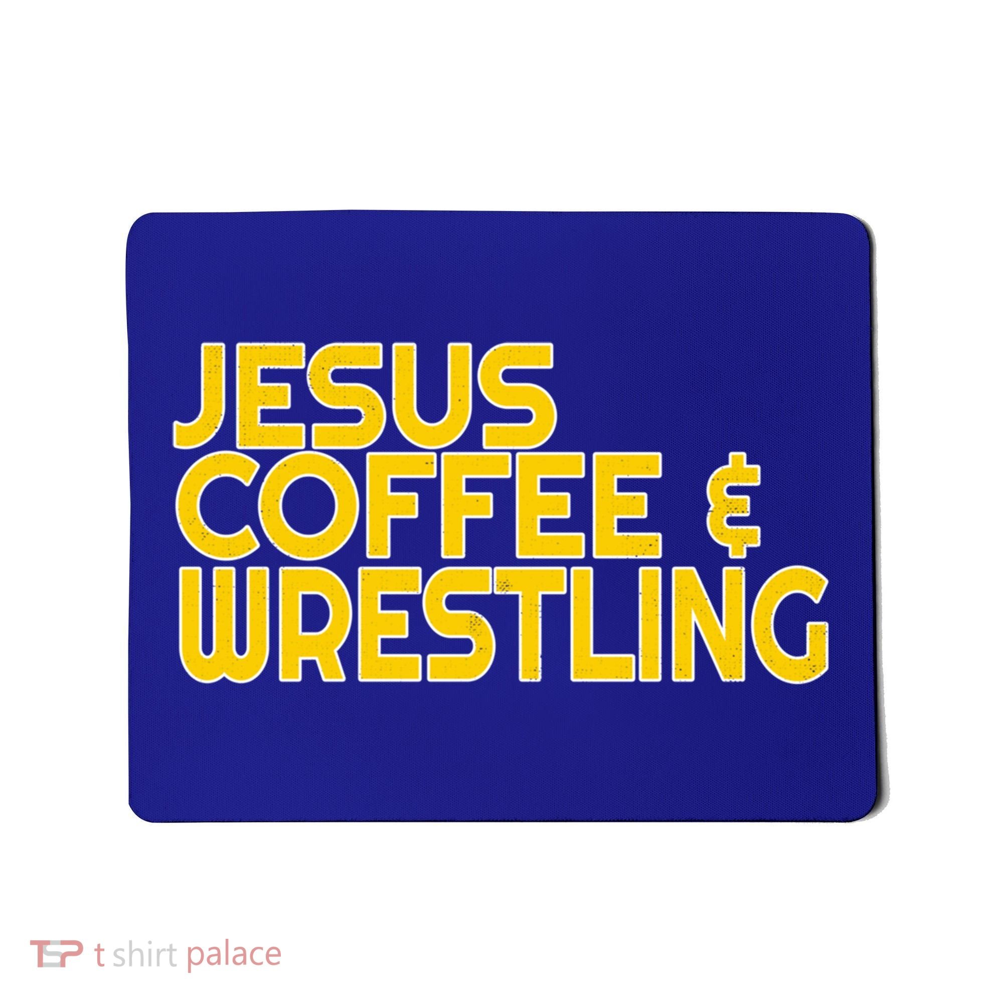 I Love Jesus Coffee Wrestling Gift Wrestler Christian Mousepad