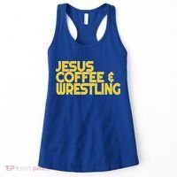 I Love Jesus Coffee Wrestling Gift Wrestler Christian Women's Tank Top thumb 0