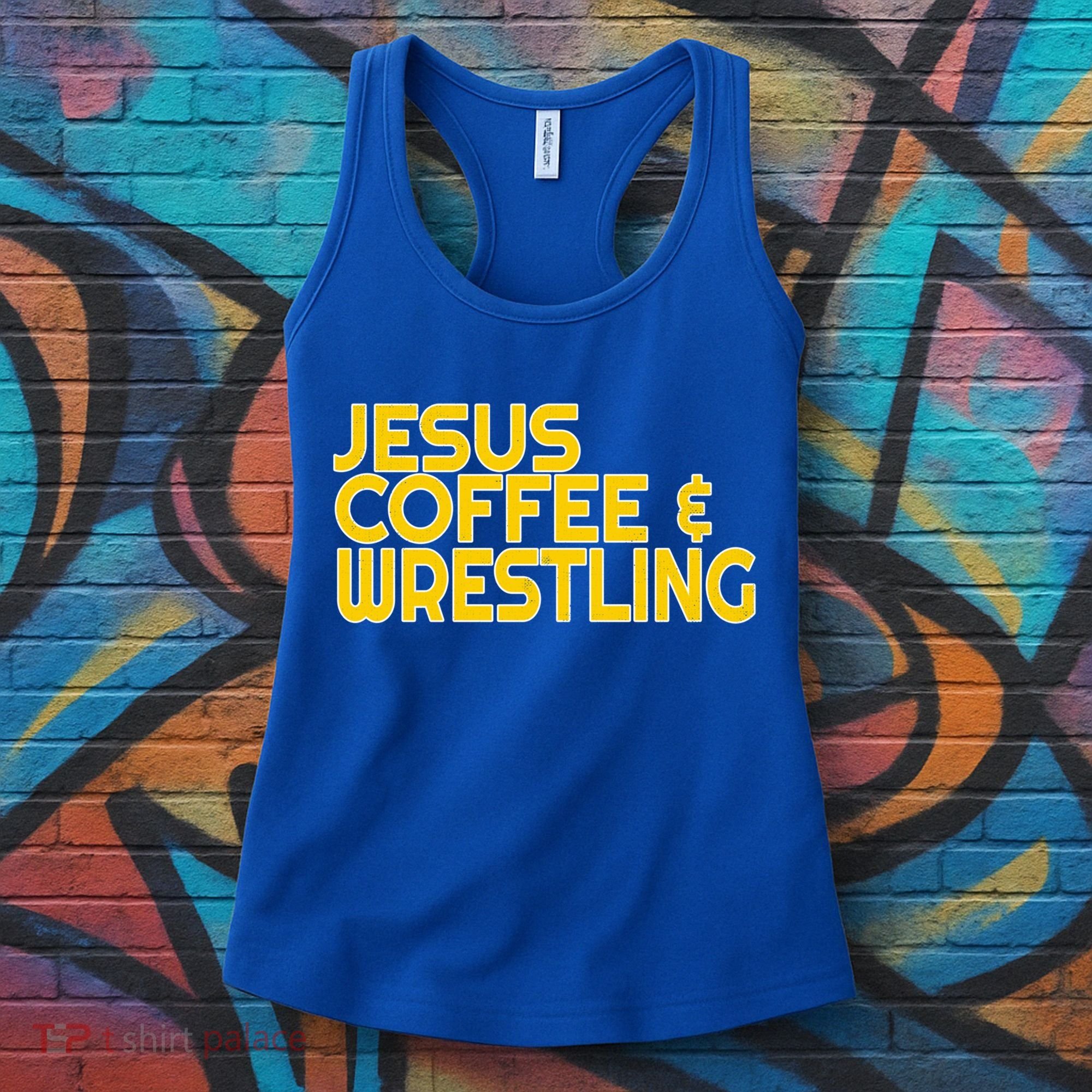 I Love Jesus Coffee Wrestling Gift Wrestler Christian Women's Tank Top