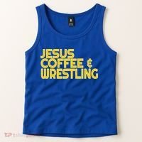 I Love Jesus Coffee Wrestling Gift Wrestler Christian Tank Top thumb 2
