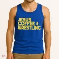 I Love Jesus Coffee Wrestling Gift Wrestler Christian Tank Top thumb 3