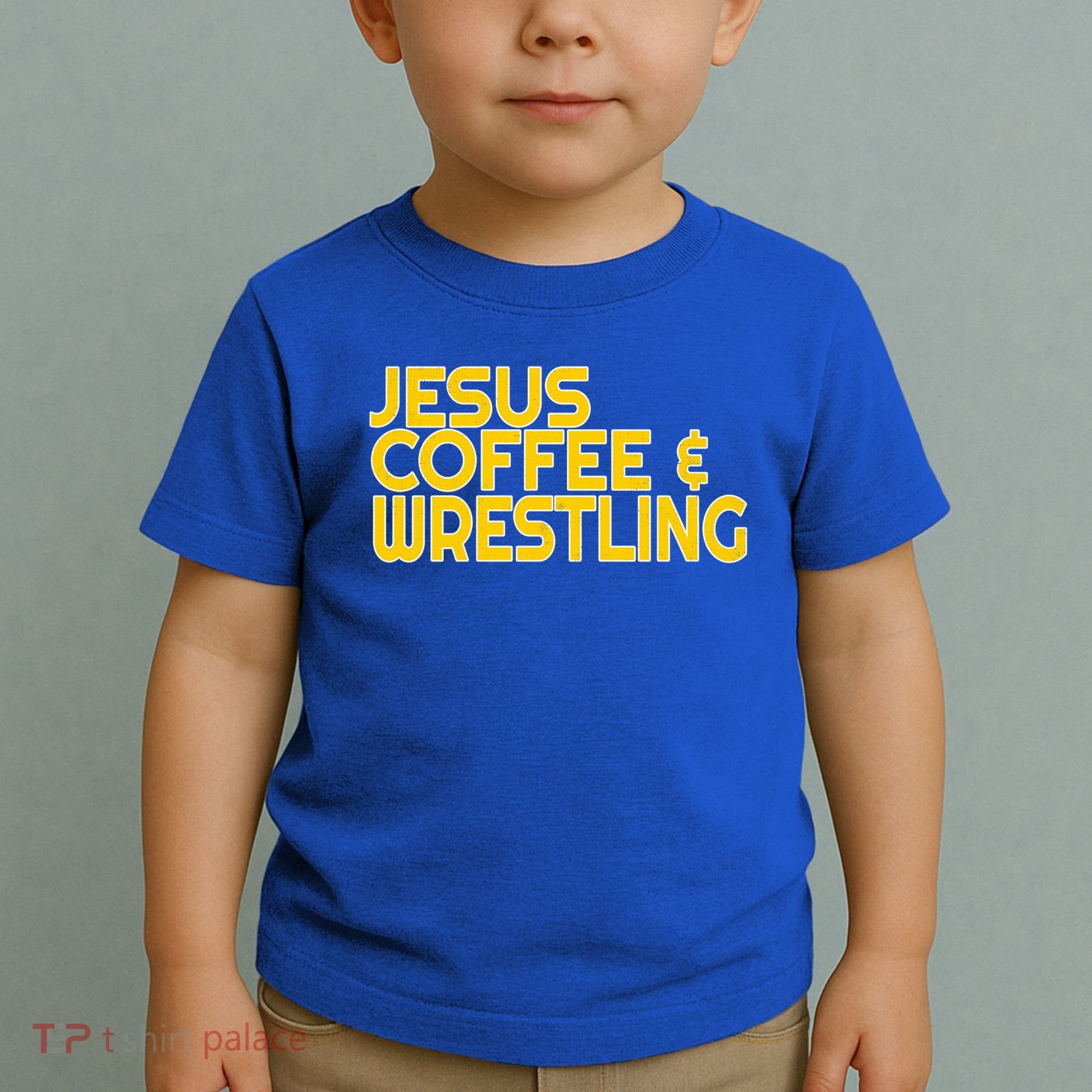 I Love Jesus Coffee Wrestling Gift Wrestler Christian Toddler T-Shirt