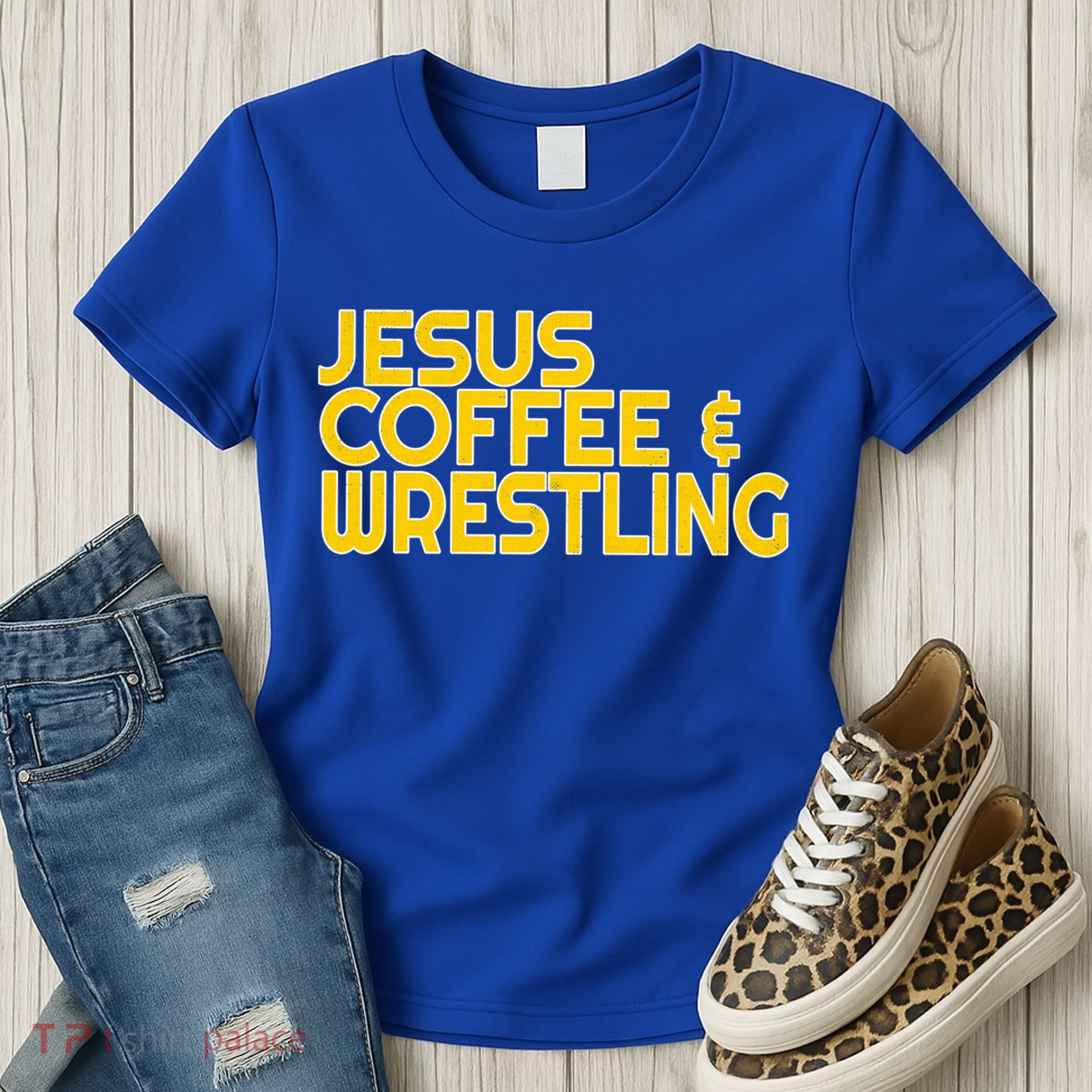 I Love Jesus Coffee Wrestling Gift Wrestler Christian Women's T-Shirt