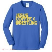 I Love Jesus Coffee Wrestling Gift Wrestler Christian Kids Long Sleeve Shirt thumb 0