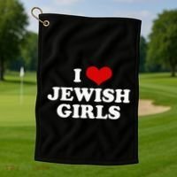 I Love Jewish Cute Gift Golf Towel thumb 1