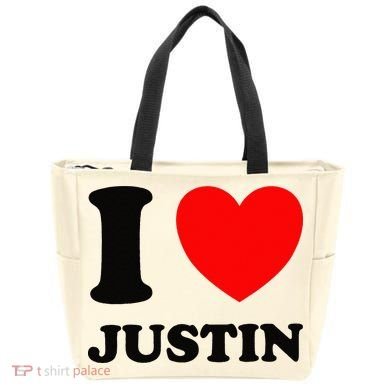 I Love Justin Tote Bag
