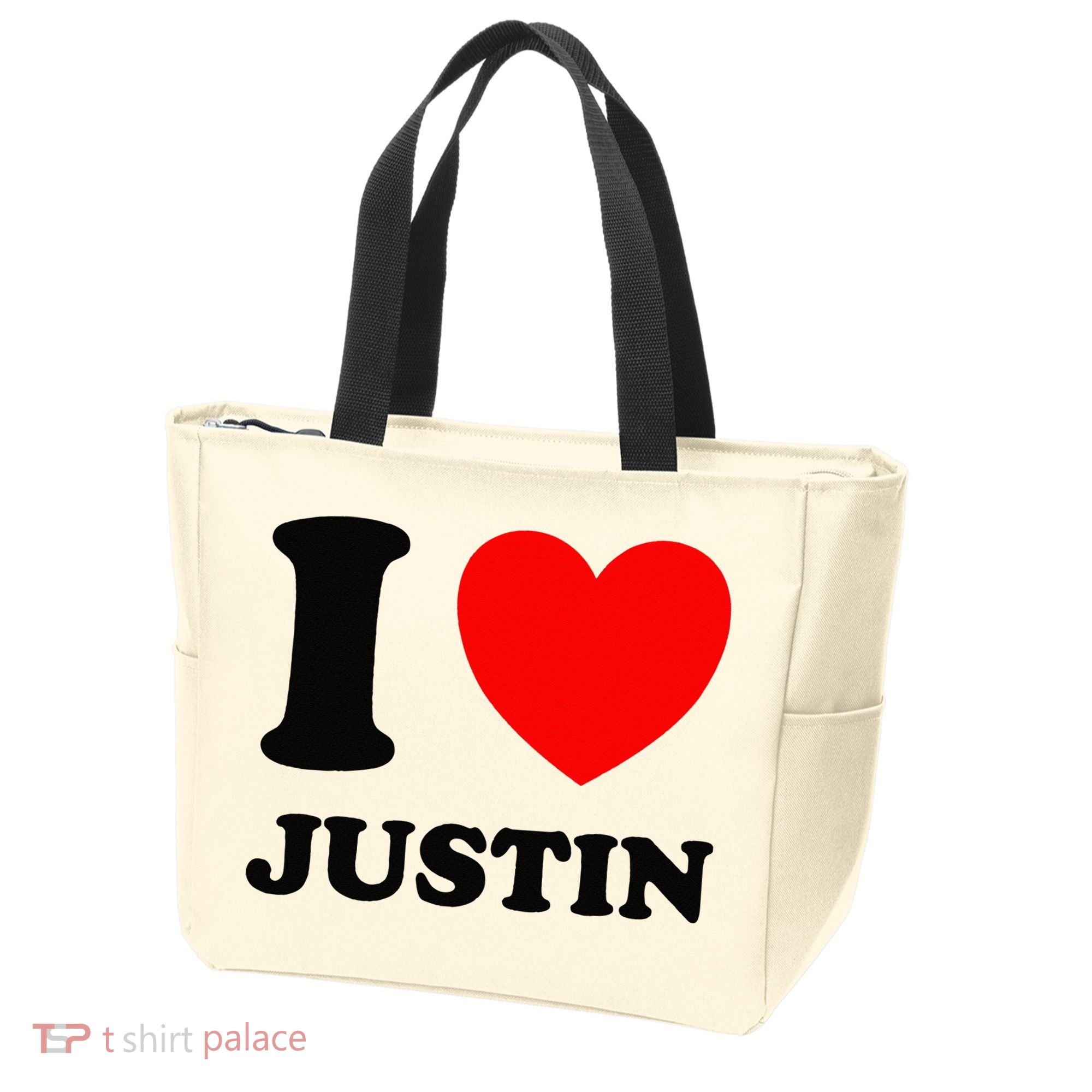 I Love Justin Tote Bag