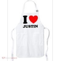 I Love Justin Apron thumb 0