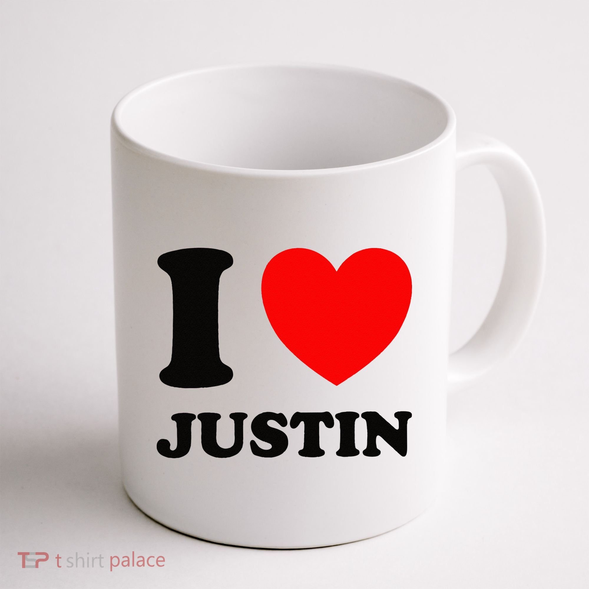 I Love Justin Coffee Mug