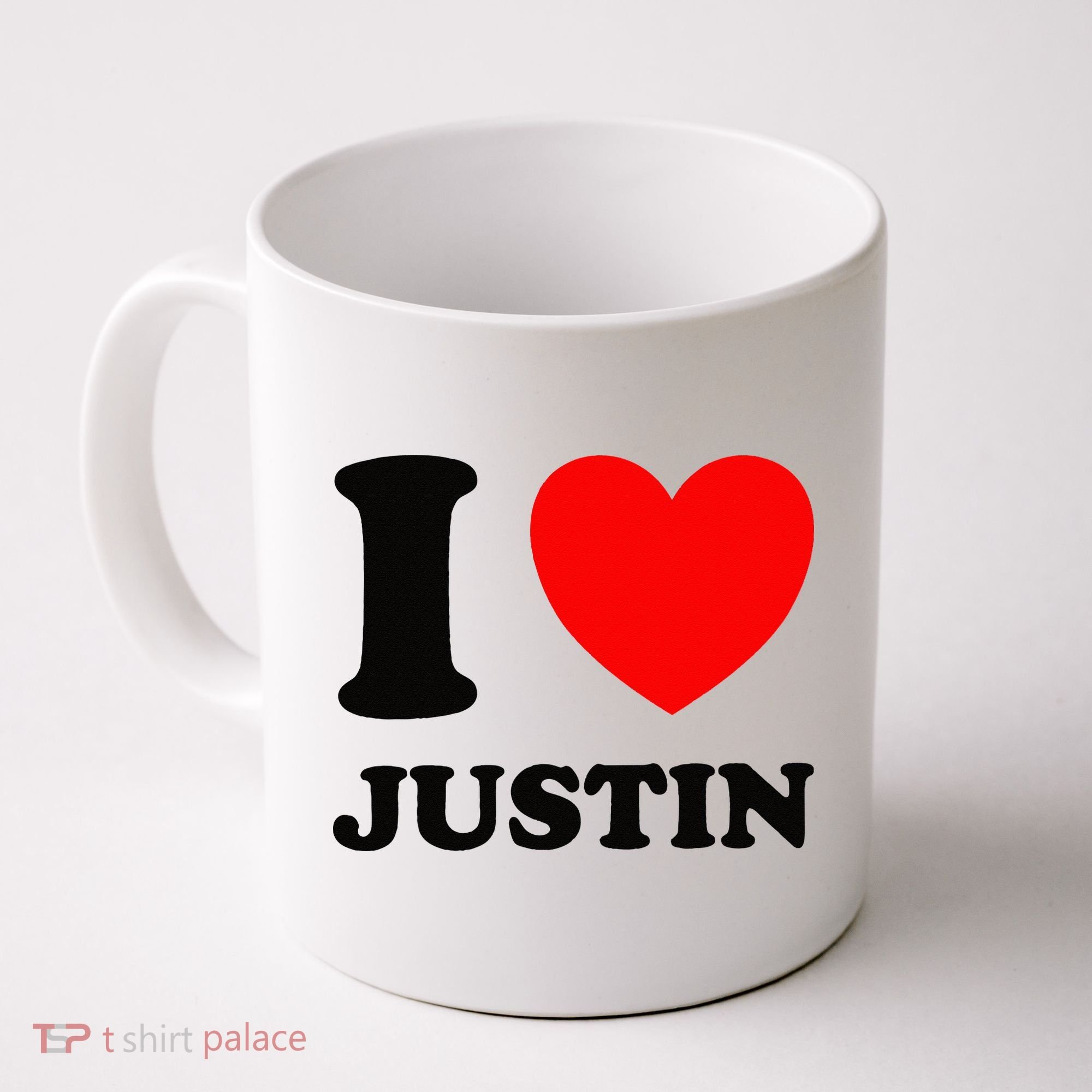 I Love Justin Coffee Mug