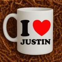 I Love Justin Coffee Mug thumb 2