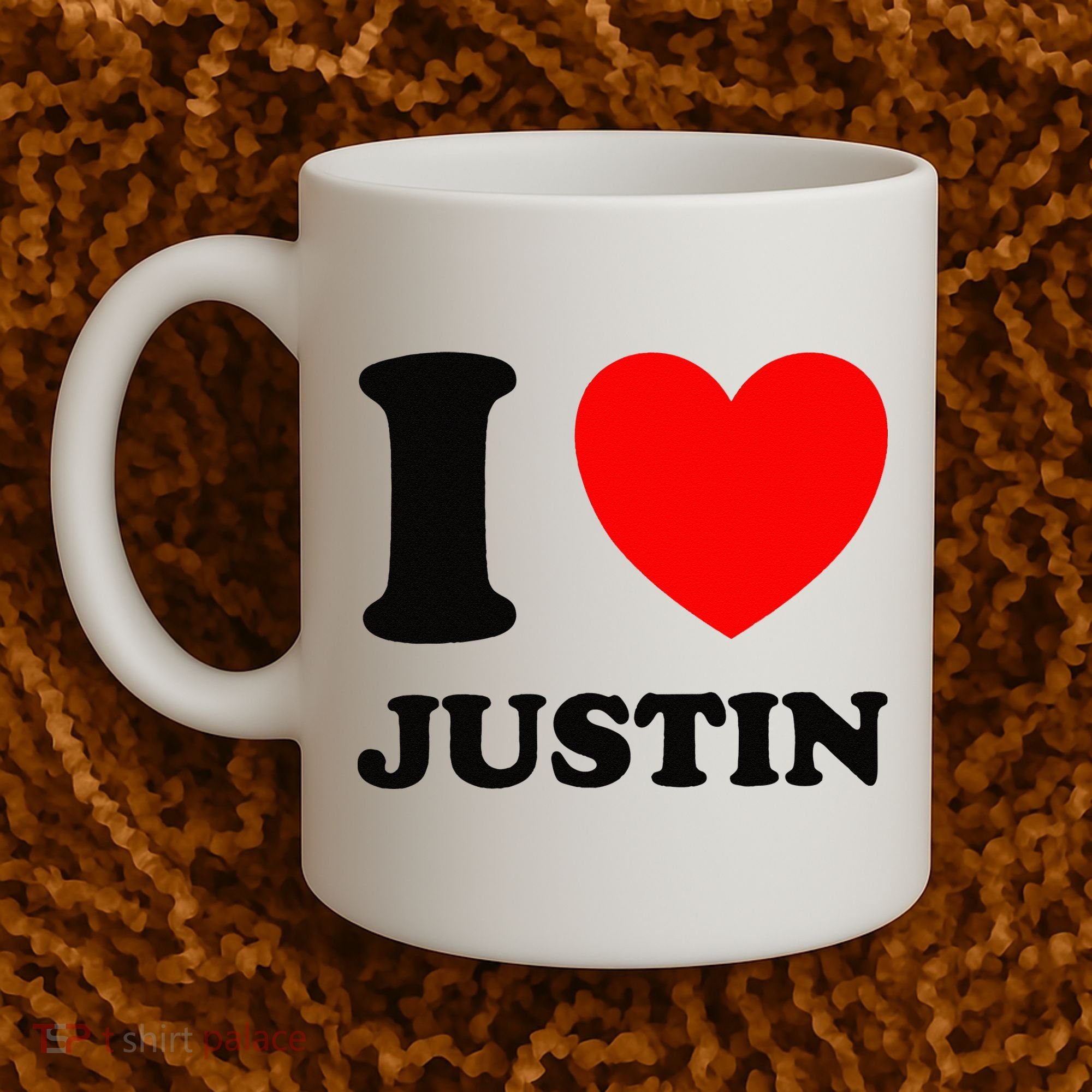 I Love Justin Coffee Mug
