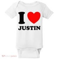 I Love Justin Baby Bodysuit thumb 0