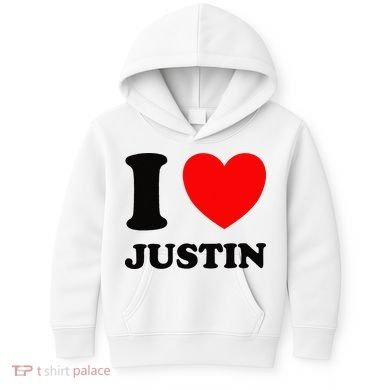I Love Justin Kids Hoodie