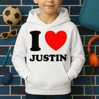 I Love Justin Kids Hoodie thumb 2