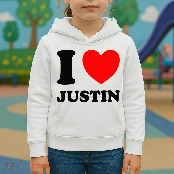 I Love Justin Kids Hoodie