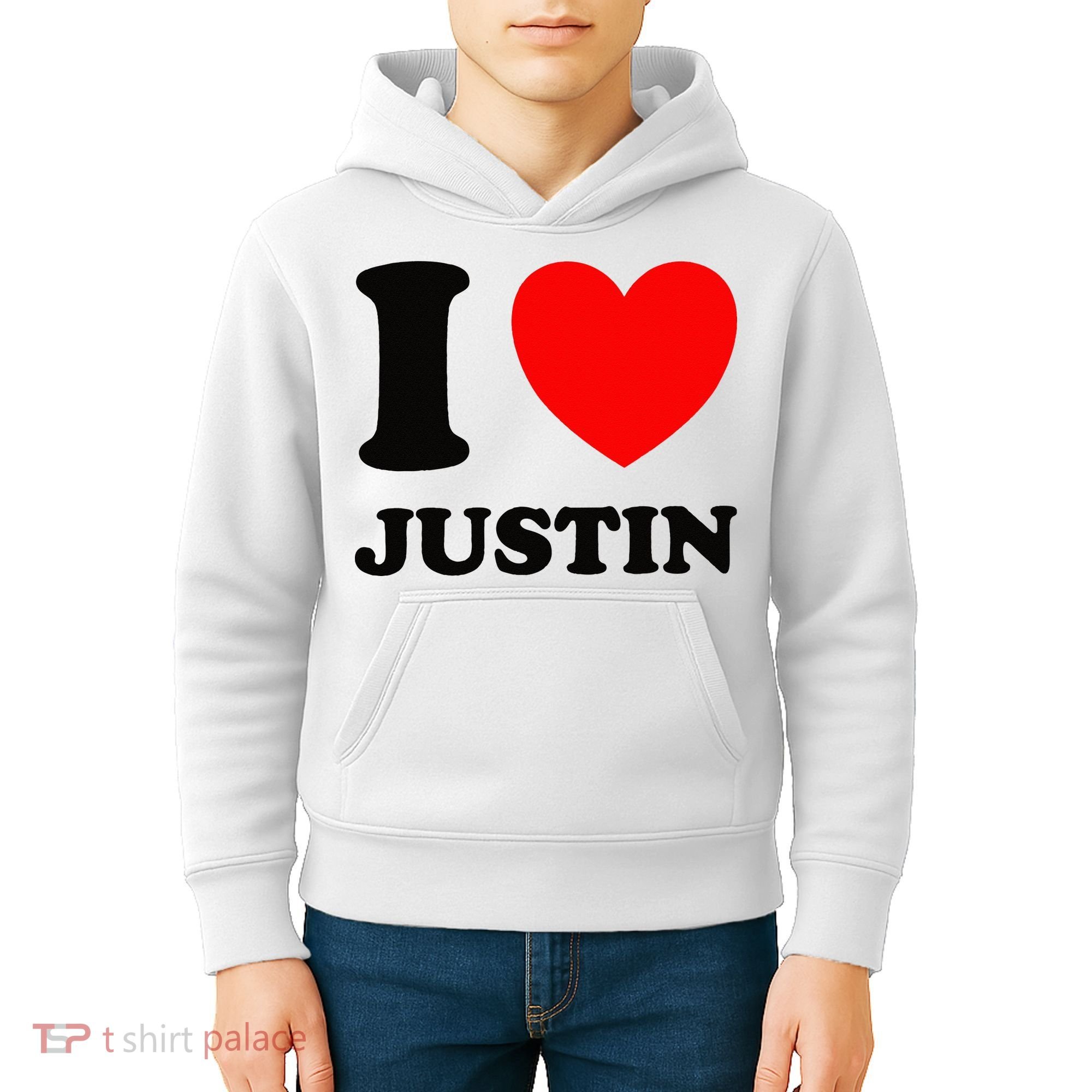 I Love Justin Kids Hoodie