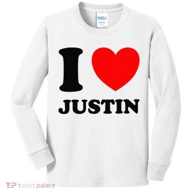 I Love Justin Kids Long Sleeve Shirt