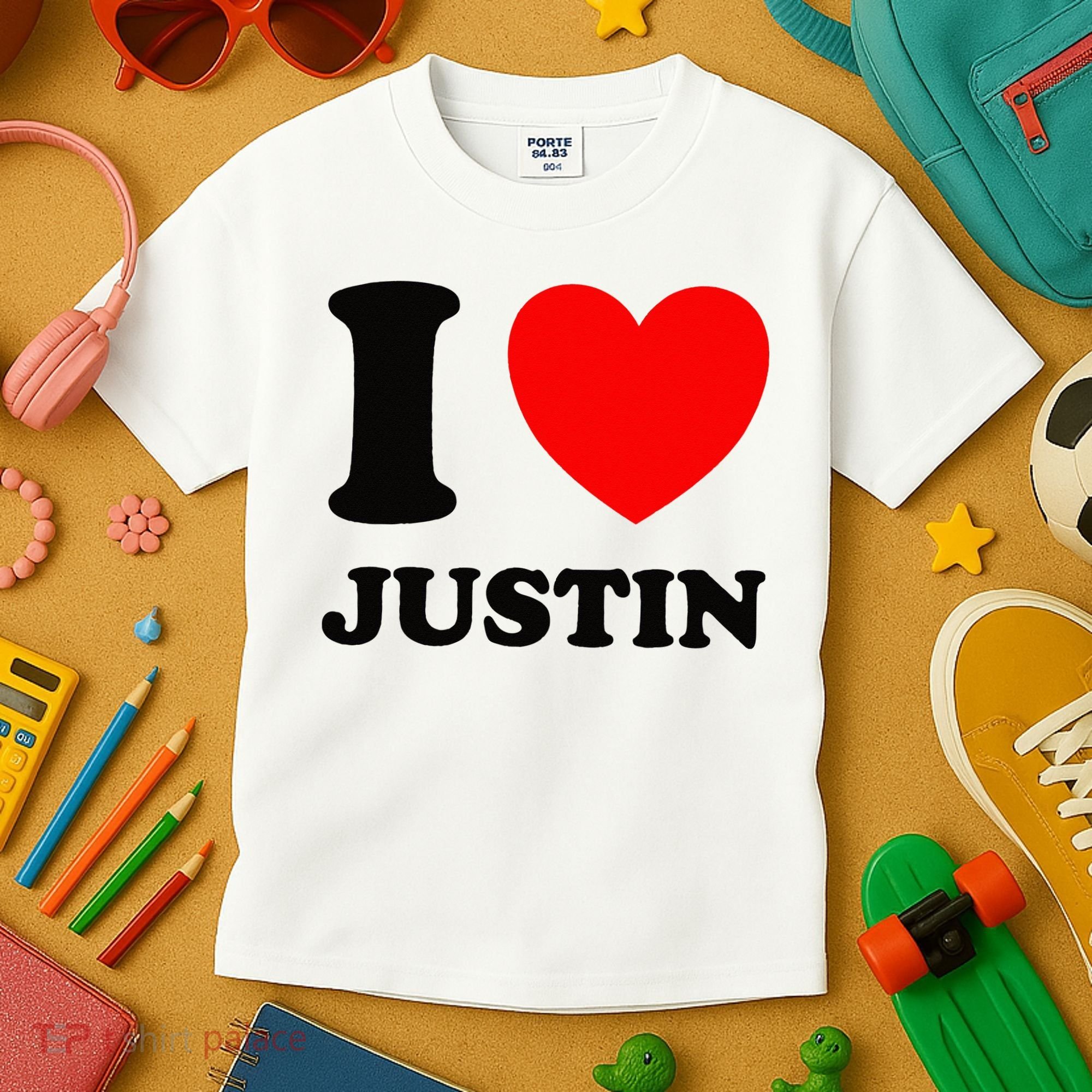 I Love Justin Kids T-Shirt