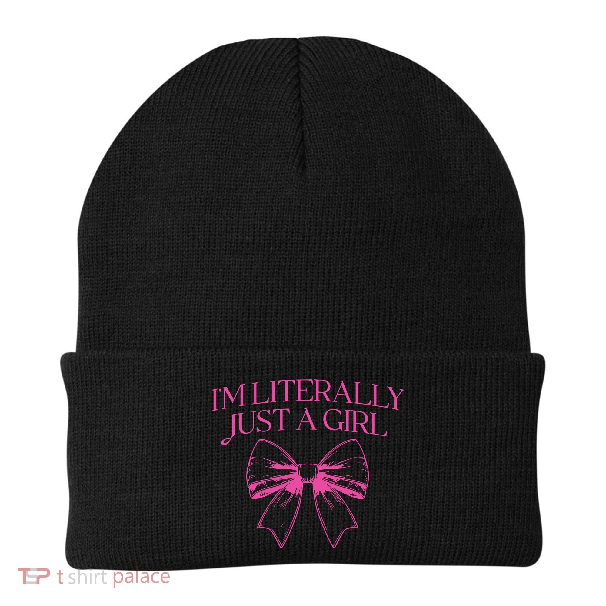 IM Literally Just A Girl Coquette Bow Beanie