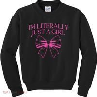 IM Literally Just A Girl Coquette Bow Kids Sweatshirt thumb 0