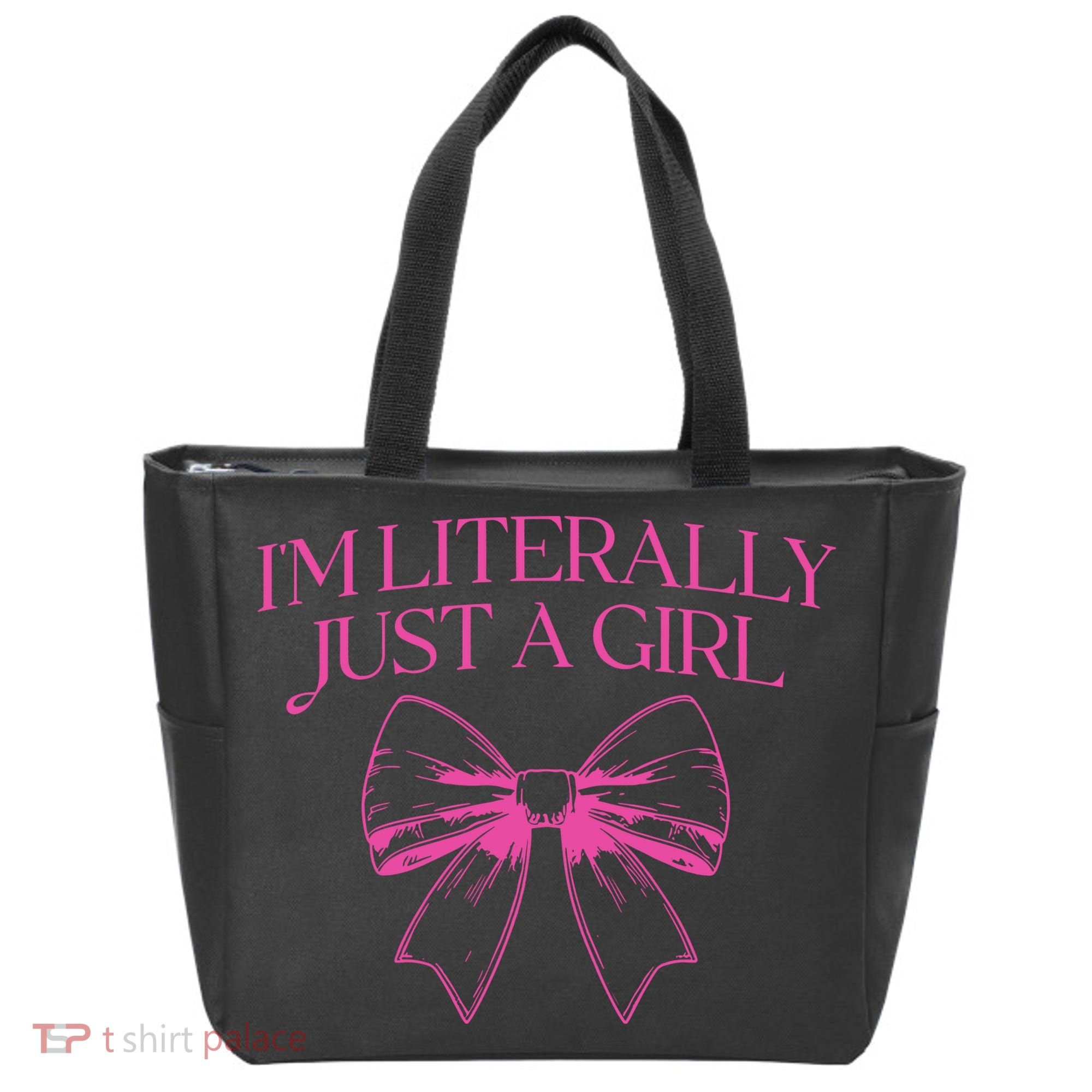 IM Literally Just A Girl Coquette Bow Tote Bag